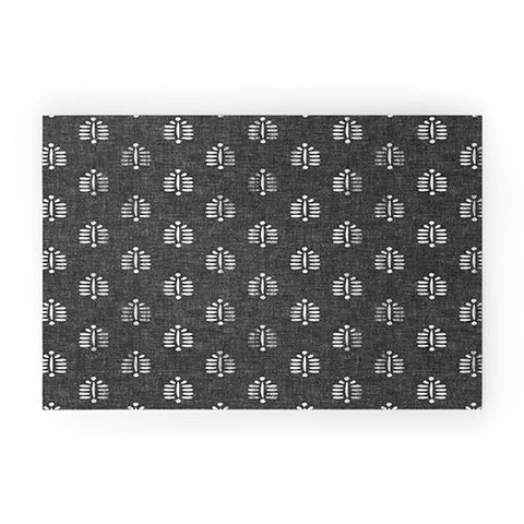Little Arrow Design Co block print fern charcoal Welcome Mat