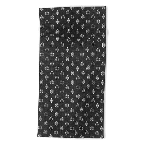 Little Arrow Design Co block print fern charcoal Beach Towel
