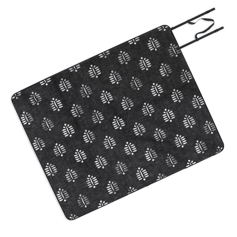 Little Arrow Design Co block print fern charcoal Picnic Blanket