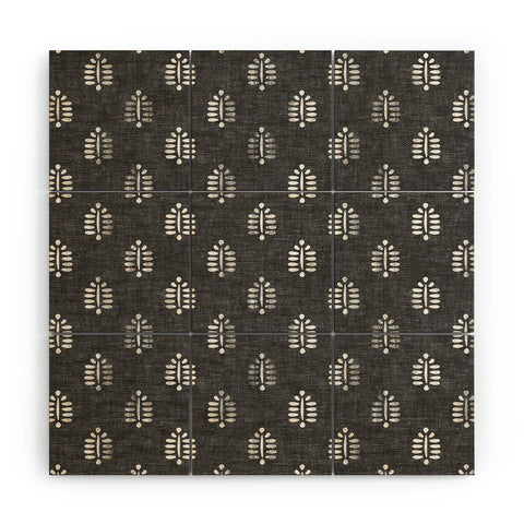 Little Arrow Design Co block print fern charcoal Wood Wall Mural