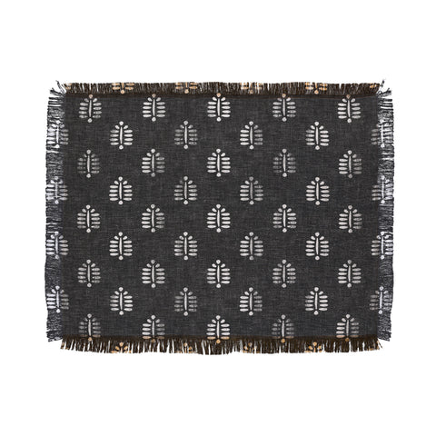 Little Arrow Design Co block print fern charcoal Throw Blanket