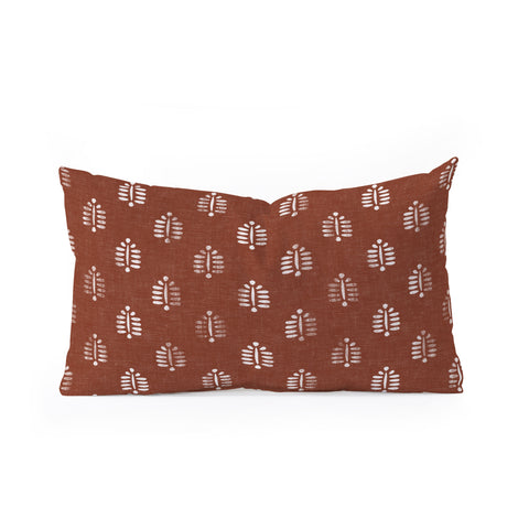 Little Arrow Design Co block print fern rust Oblong Throw Pillow
