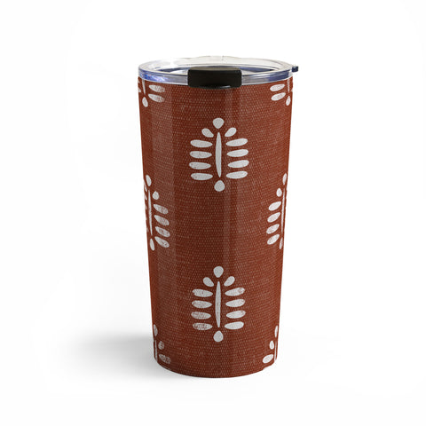 Little Arrow Design Co block print fern rust Travel Mug