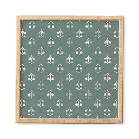 Little Arrow Design Co block print ferns teal Framed Wall Art