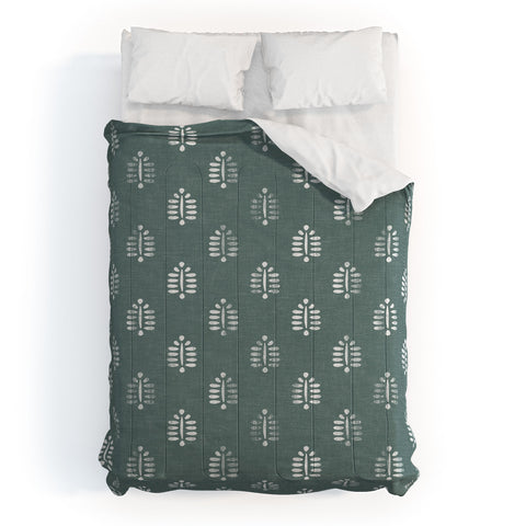 Little Arrow Design Co block print ferns teal Comforter