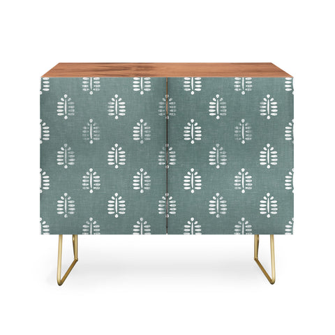 Little Arrow Design Co block print ferns teal Credenza