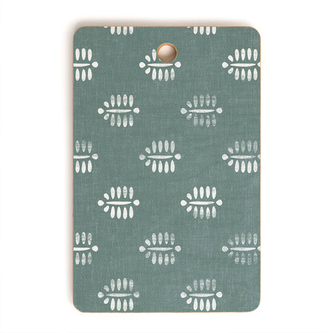 Little Arrow Design Co block print ferns teal Cutting Board Rectangle