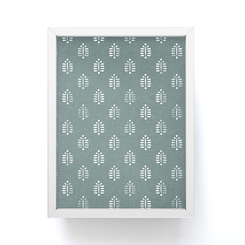 Little Arrow Design Co block print ferns teal Framed Mini Art Print