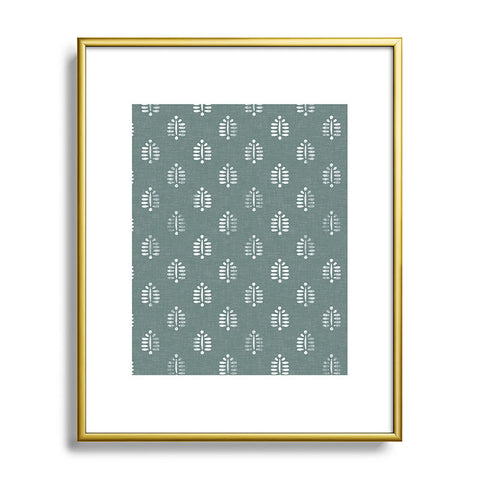 Little Arrow Design Co block print ferns teal Metal Framed Art Print