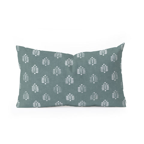 Little Arrow Design Co block print ferns teal Oblong Throw Pillow