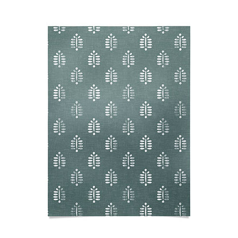 Little Arrow Design Co block print ferns teal Poster