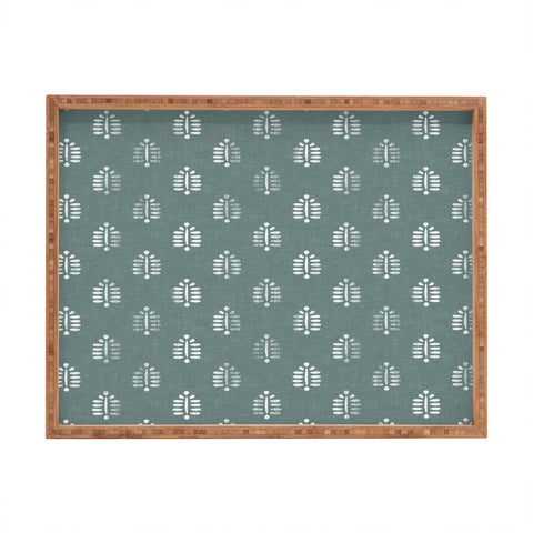 Little Arrow Design Co block print ferns teal Rectangular Tray