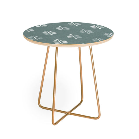 Little Arrow Design Co block print ferns teal Round Side Table