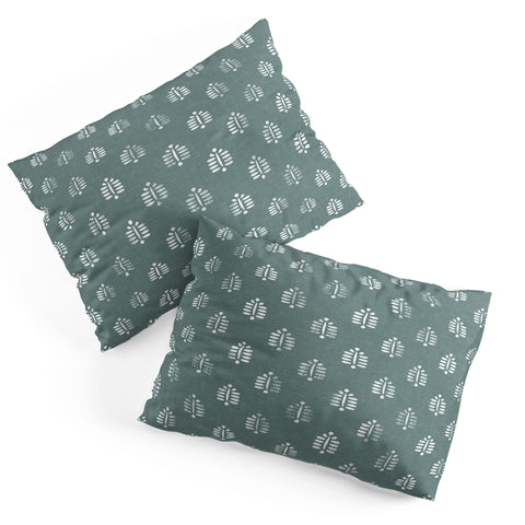 Little Arrow Design Co block print ferns teal Pillow Shams