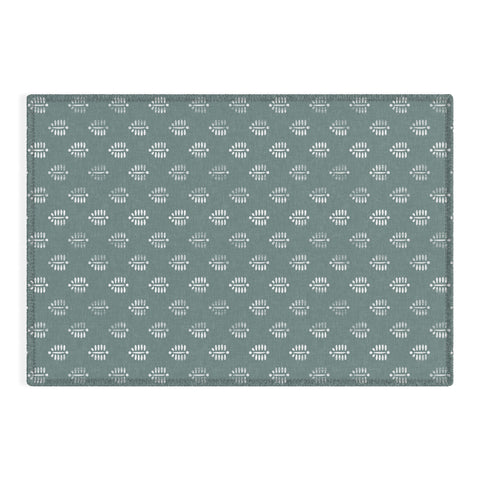 Little Arrow Design Co block print ferns teal Outdoor Rug