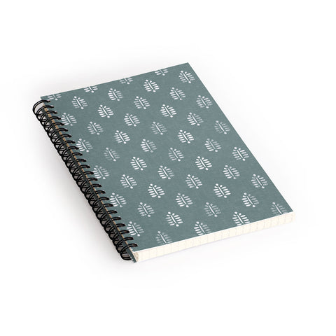 Little Arrow Design Co block print ferns teal Spiral Notebook