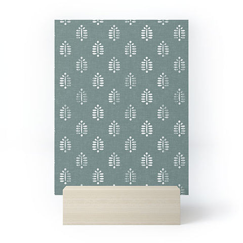 Little Arrow Design Co block print ferns teal Mini Art Print