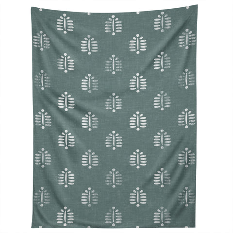 Little Arrow Design Co block print ferns teal Tapestry