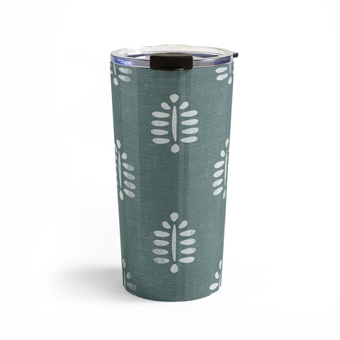 Little Arrow Design Co block print ferns teal Travel Mug