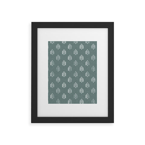 Little Arrow Design Co block print ferns teal Framed Art Print