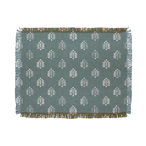 Little Arrow Design Co block print ferns teal Throw Blanket