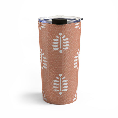 Little Arrow Design Co block print ferns terracotta Travel Mug