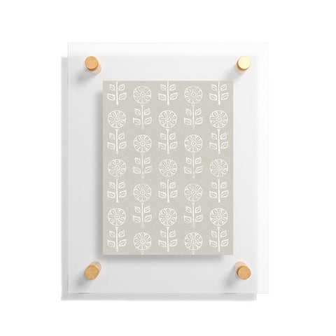 Little Arrow Design Co block print floral beige Floating Acrylic Print