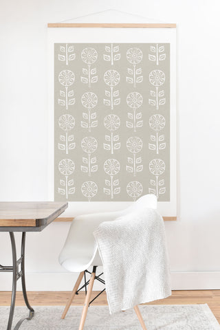 Little Arrow Design Co block print floral beige Art Print And Hanger