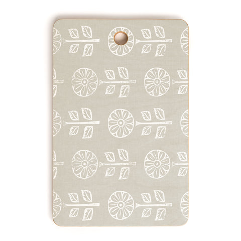 Little Arrow Design Co block print floral beige Cutting Board Rectangle