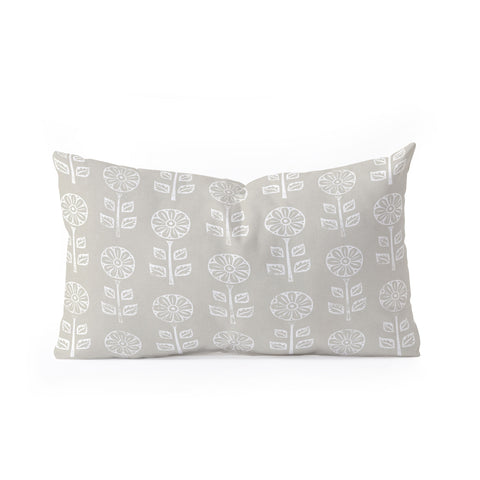 Little Arrow Design Co block print floral beige Oblong Throw Pillow