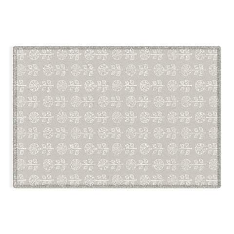 Little Arrow Design Co block print floral beige Outdoor Rug