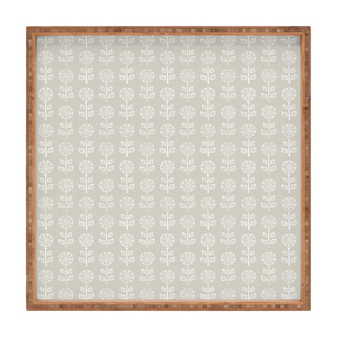 Little Arrow Design Co block print floral beige Square Tray