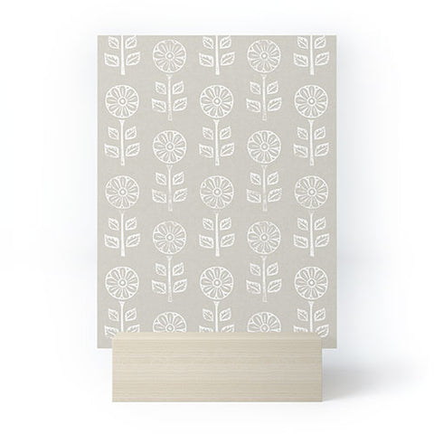 Little Arrow Design Co block print floral beige Mini Art Print