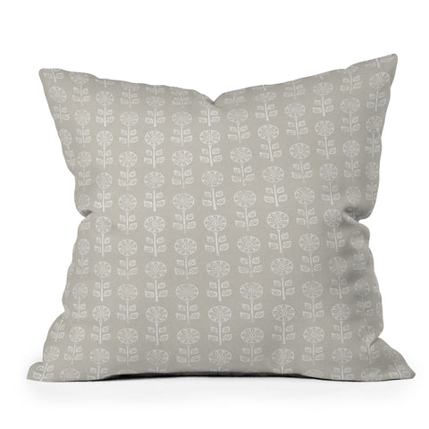 Little Arrow Design Co block print floral beige Outdoor Throw Pillow
