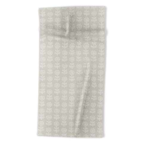 Little Arrow Design Co block print floral beige Beach Towel