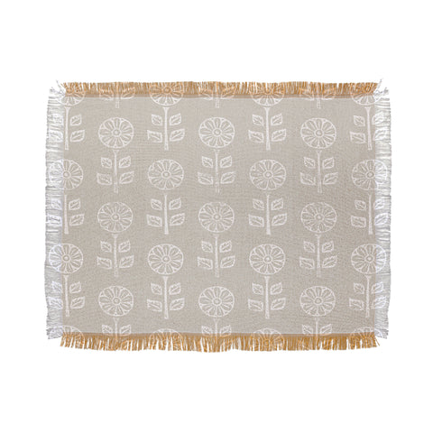 Little Arrow Design Co block print floral beige Throw Blanket