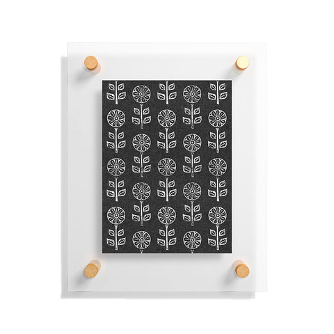Little Arrow Design Co block print floral charcoal Floating Acrylic Print