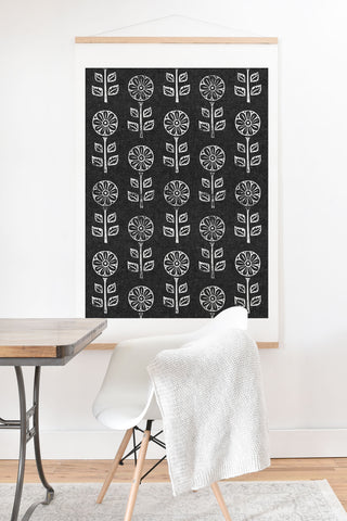Little Arrow Design Co block print floral charcoal Art Print And Hanger
