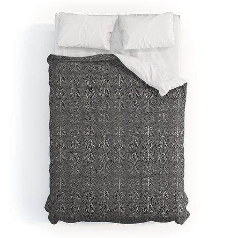 Little Arrow Design Co block print floral charcoal Comforter