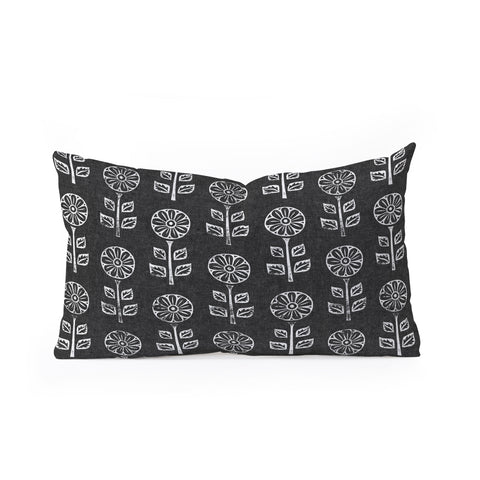 Little Arrow Design Co block print floral charcoal Oblong Throw Pillow