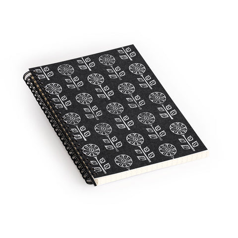 Little Arrow Design Co block print floral charcoal Spiral Notebook