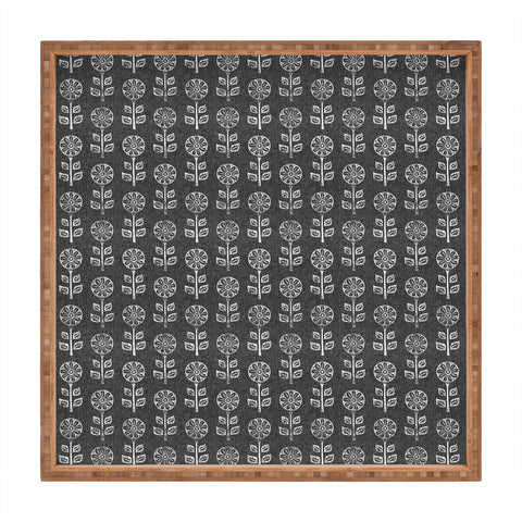 Little Arrow Design Co block print floral charcoal Square Tray