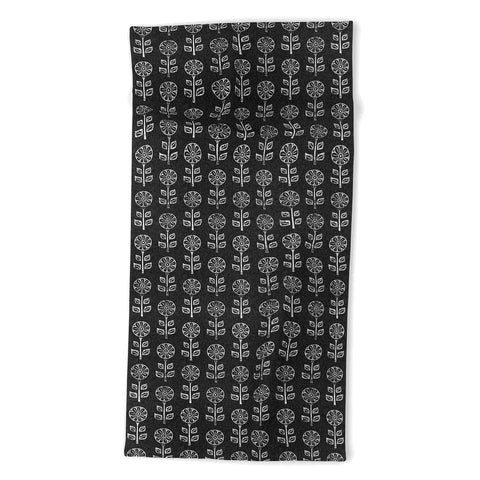 Little Arrow Design Co block print floral charcoal Beach Towel