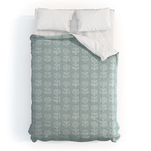 Little Arrow Design Co block print floral dusty blue Comforter