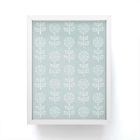 Little Arrow Design Co block print floral dusty blue Framed Mini Art Print