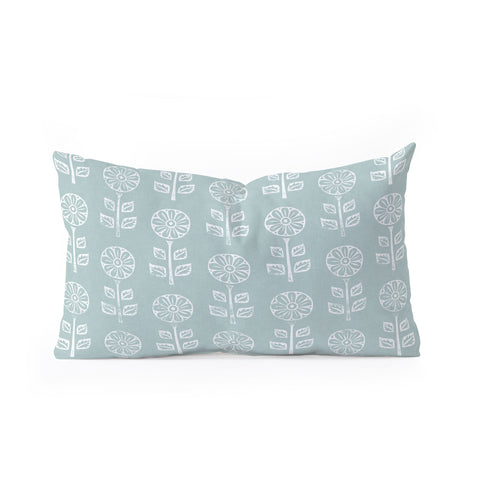 Little Arrow Design Co block print floral dusty blue Oblong Throw Pillow
