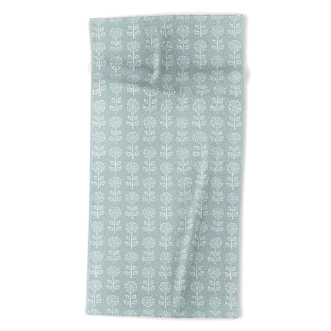 Little Arrow Design Co block print floral dusty blue Beach Towel