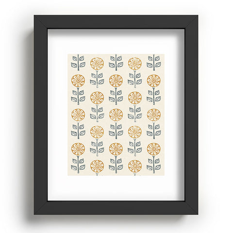 Little Arrow Design Co block print floral gold blue Recessed Framing Rectangle