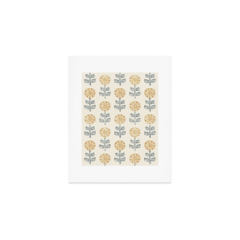 Little Arrow Design Co block print floral gold blue Art Print