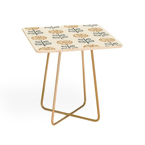 Little Arrow Design Co block print floral gold blue Side Table